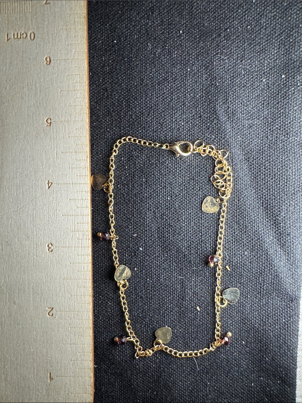 ★ Gold Tone Heart Charm Bracelet Purple Crystal Dainty Jewelry